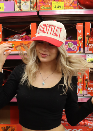 Hairstylist Red & Natural Five Panel Hat