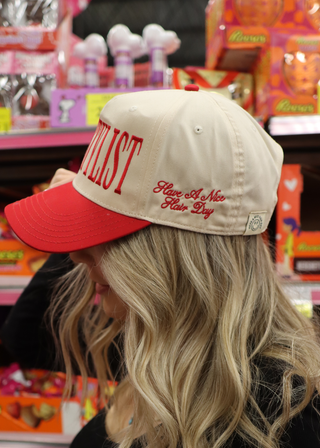 Hairstylist Red & Natural Five Panel Hat