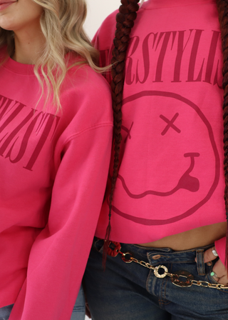 Have a Nice Hair Day Pink Rocker Crewneck